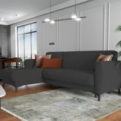 Divano letto rivestito in tessuto beige 180x95cm - Alano