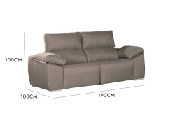 Divano 3 posti tortora 190x100x100h cm - Assiria