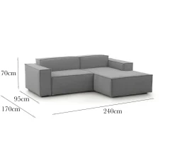 Divano sfoderabile grigio 240x170x70h cm - Ameli