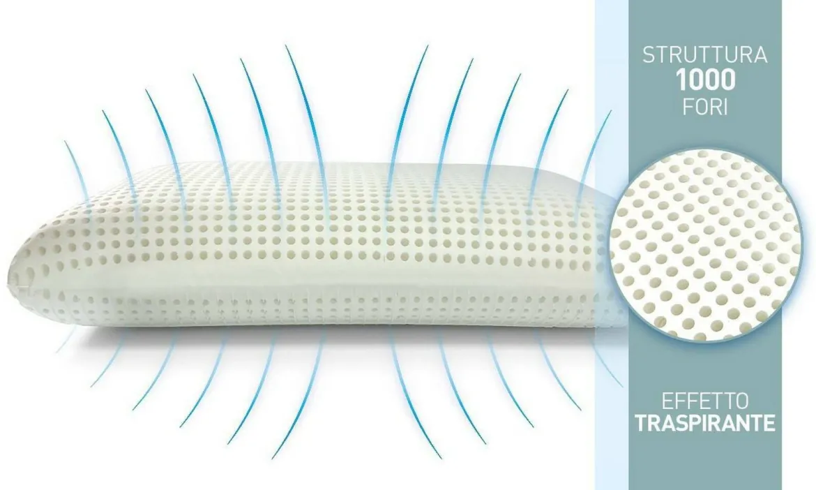 Guanciale Timo, Made in Italy, 70x40 h12 cm, Bianco