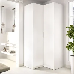 Guardaroba 2 Ante Bianco Appendiabiti 95x204h cm, 4 Ripiani - Luber