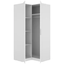Guardaroba 2 Ante Bianco Appendiabiti 95x204h cm, 4 Ripiani - Luber