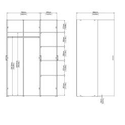 Guardaroba 3 Ante Bianco Appendiabiti 5 Ripiani 135x52 cm, 3 Ante - Gerrei