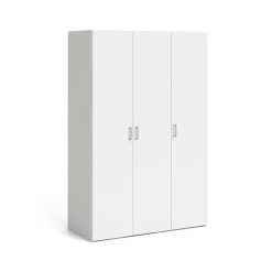 Guardaroba 3 Ante Bianco Appendiabiti 5 Ripiani 135x52 cm, 3 Ante - Gerrei