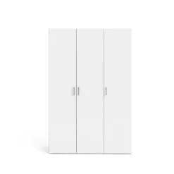 Guardaroba 3 Ante Bianco Appendiabiti 5 Ripiani 135x52 cm, 3 Ante - Gerrei