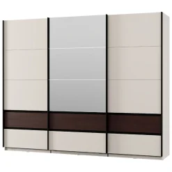 Guardaroba 3 Ante Bianco Crema Marrone Rovere 4 Ripiani Appendiabiti 117x54 cm, Apertura Battente - Bhakta