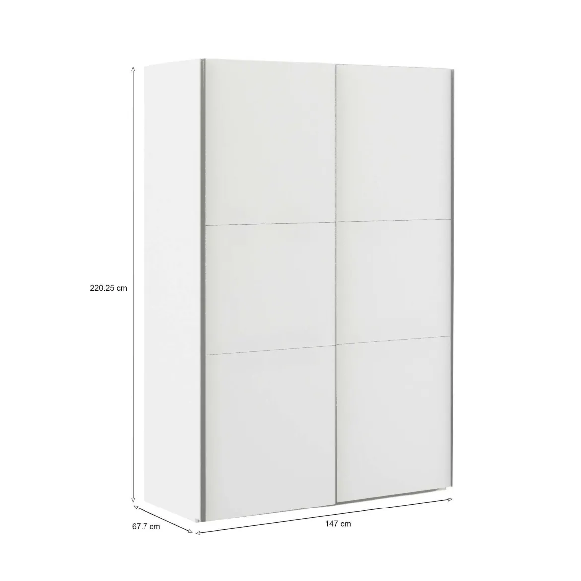 Guardaroba 2 ante bianco e grigio 147x220h cm - Almese