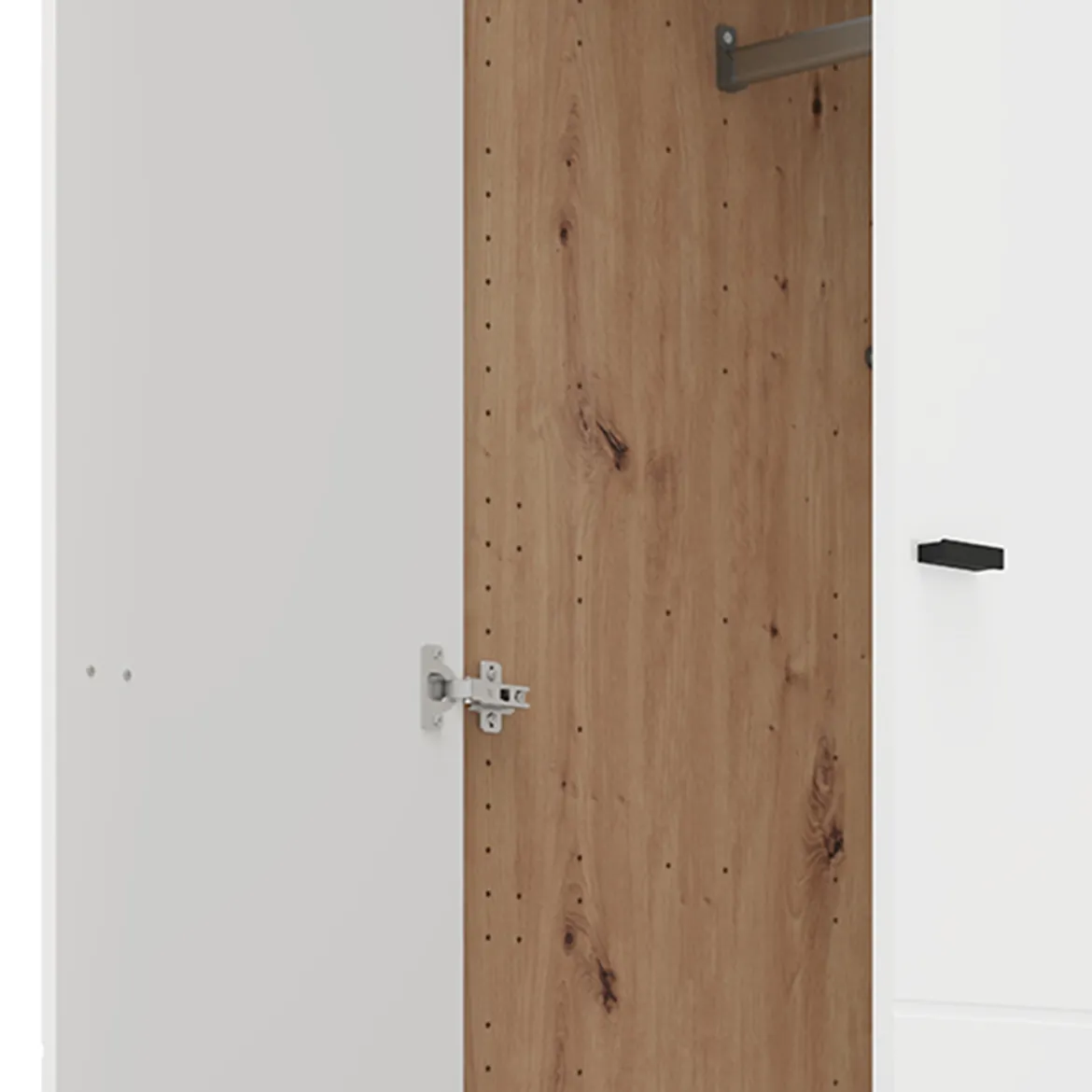 Guardaroba 2 Ante Bianco Opaco Marrone Rovere Nodi Appendiabiti un Ripiano 79x208h cm, 2 Ante - Pomar