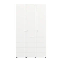 Guardaroba 3 Ante Bianco Opaco Nero Appendiabiti un Cassetto 117x52 cm, 4 Ripiani - Serram