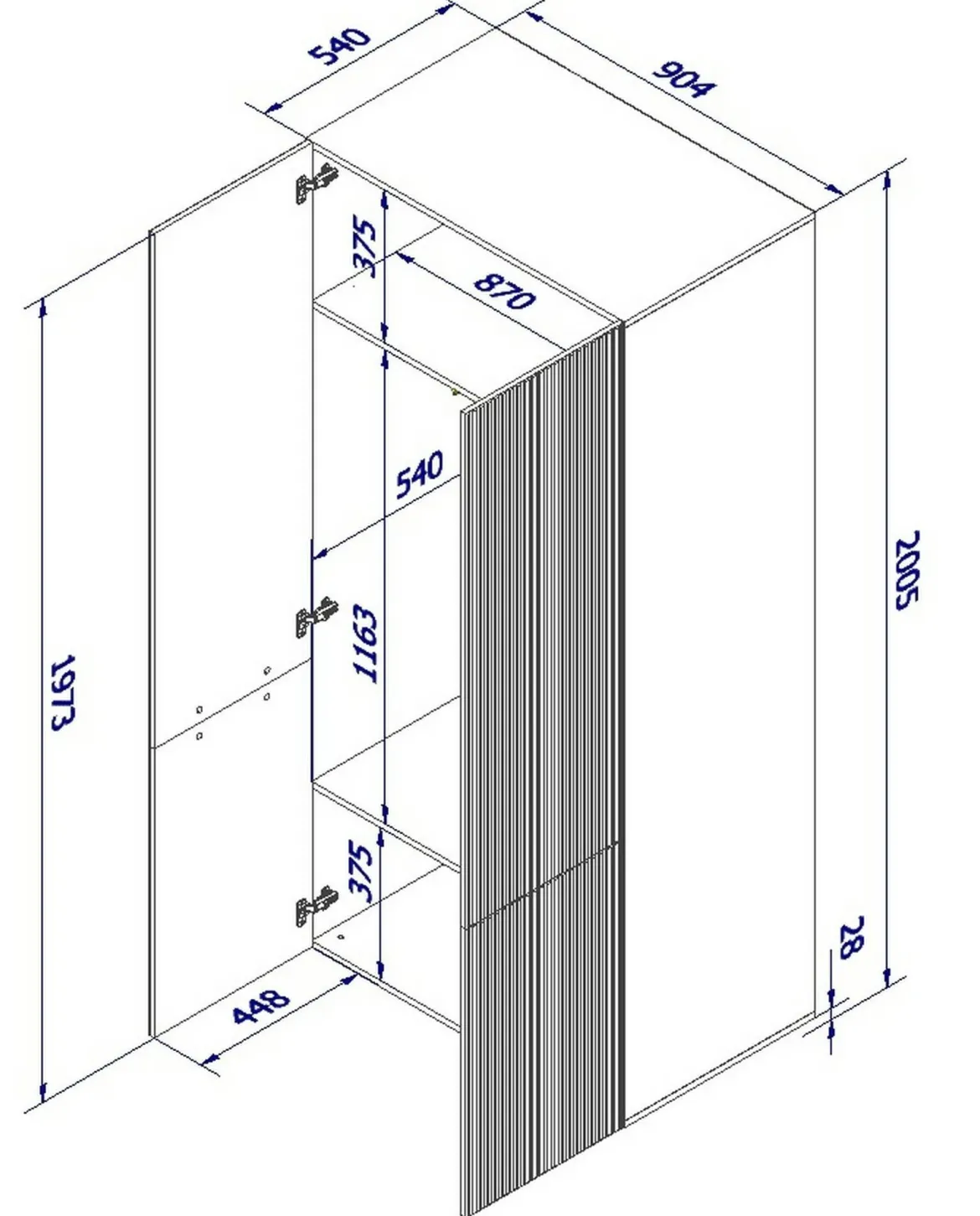 Guardaroba 2 ante bianco 90x198h cm - Caiazzo