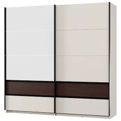 Guardaroba 2 Ante Marrone Noce un Ripiano 2 Cassetti 80x201h cm, Appendiabiti - Paolina