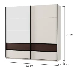 Guardaroba 2 Ante Marrone Noce un Ripiano 2 Cassetti 80x201h cm, Appendiabiti - Paolina