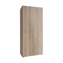 Guardaroba 2 Ante Marrone Rovere Bianco 5 Ripiani Appendiabiti 120x190h cm, Apertura Scorrevole - Pozzilli