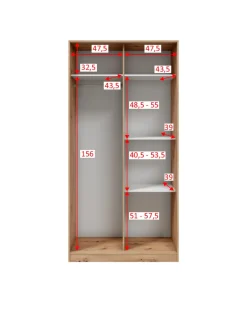 Guardaroba 2 Ante Marrone Rovere Nodi Grigio Appendiabiti 5 Ripiani 97x194h cm, 2 Ante - Kabatoli