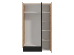 Guardaroba 3 Ante Marrone Rovere Nodi Nero Appendiabiti un Cassetto 119x53 cm, 5 Ripiani - Lavagnoo