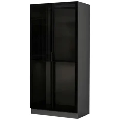 Guardaroba 2 Ante Nero Antracite Appendiabiti un Ripiano 90x210h cm, 2 Ante - Moconesi