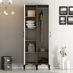 Guardaroba classico noce e bianco 80x200h cm - Anfo
