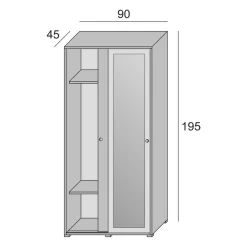 Guardaroba con appendiabiti bianco 90x202h cm - Kompasu