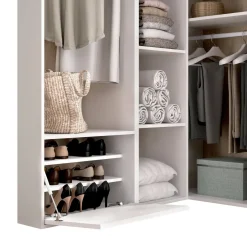 Guardaroba con appendiabiti bianco e rovere 180x200h cm - Ainu