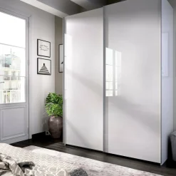 Guardaroba con appendiabiti bianco lucido 242x220h cm - Tobie