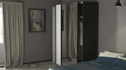 Guardaroba con appendiabiti nero e bianco lucido 182x220h cm - Taxus