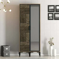 Guardaroba con appendiabiti noce e antracite 80x200h cm - Ramallah