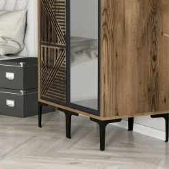Guardaroba con appendiabiti noce e antracite 80x200h cm - Ramallah