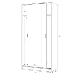 Guardaroba con appendiabiti rovere 100x200h cm - Alt