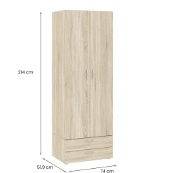 Guardaroba con appendiabiti rovere 82x180h cm - Avik