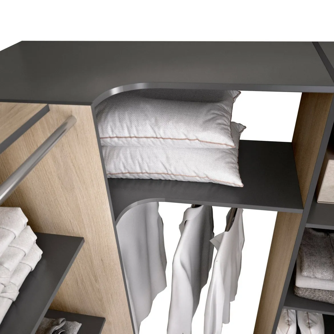 Guardaroba con ripiani regolabili antracite e rovere 234x205h cm - Dindo