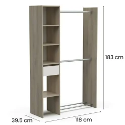 Guardaroba con ripiani regolabili rovere e bianco opaco 79x165h cm - Ockhi