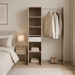 Guardaroba con ripiani regolabili rovere e bianco opaco 79x165h cm - Ockhi