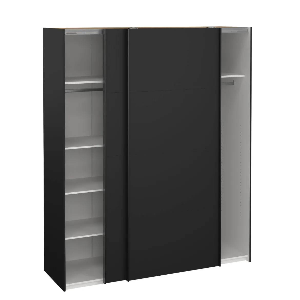 Guardaroba con specchio nero e bianco lucido 242x220h cm - Catalina