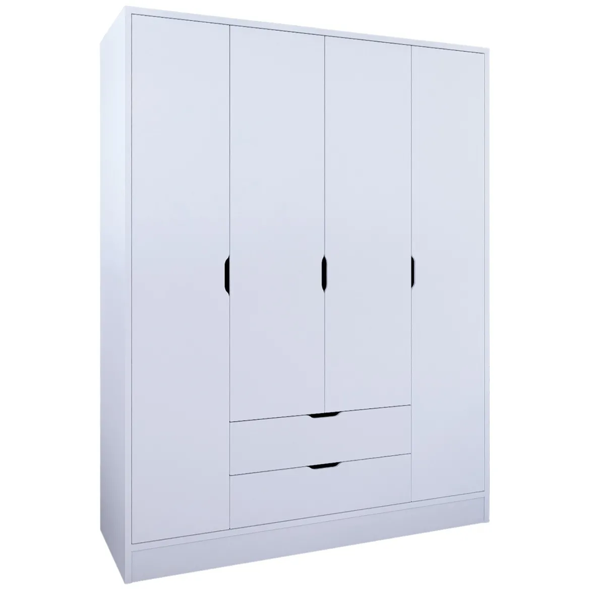 Guardaroba Grande Bianco Appendiabiti 9 Ripiani 140x182h cm, 2 Cassetti - Paterno