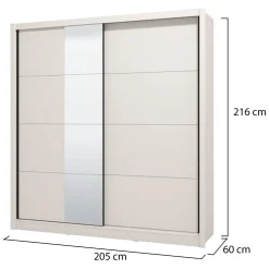 Guardaroba Grande Bianco Beige Nero Appendiabiti 5 Ripiani 205x215.5h cm, 8 Vani - Orero