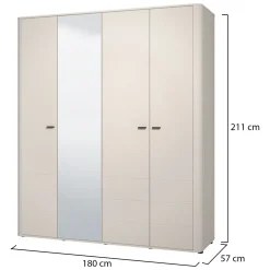 Guardaroba Grande Bianco Crema 2 Ripiani Appendiabiti 179.5x210.5h cm, 4 Vani - Bustone