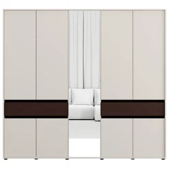 Guardaroba Grande Bianco Crema Marrone Noce un Cassetto 5 Ripiani 183x211h cm, Appendiabiti - Pai