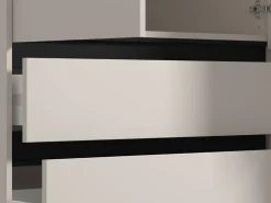 Guardaroba Grande Bianco Crema Nero 4 Ripiani 3 Cassetti 183x211h cm, Appendiabiti - Rifreddoo