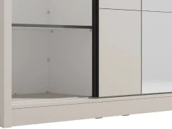 Guardaroba Grande Bianco Crema Nero Appendiabiti 5 Ripiani 155x215.5h cm, 7 Vani - Carisolo