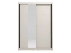 Guardaroba Grande Bianco Crema Nero Appendiabiti 5 Ripiani 155x215.5h cm, 7 Vani - Carisolo