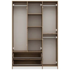 Guardaroba Grande Bianco Marrone Rovere 2 Cassetti Appendiabiti 170x183h cm, 9 Ripiani - Summonte