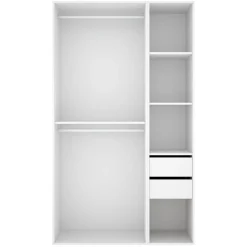 Guardaroba Grande Bianco Marrone Rovere 5 Ripiani 2 Cassetti 180x191h cm, Appendiabiti - Ton