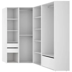 Guardaroba Grande Bianco Marrone Rovere Modulabile 11 Ripiani 145x205h cm, Appendiabiti - Rawlinson