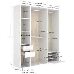 Guardaroba Grande Bianco Marrone Rovere Modulabile 8 Ripiani 79x185h cm, Appendiabiti - Calist