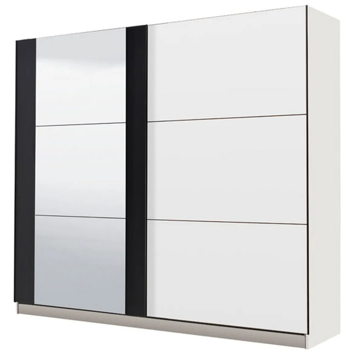 Guardaroba Grande Bianco Nero Appendiabiti 8 Ripiani 217x210h cm, 2 Ante - Prela