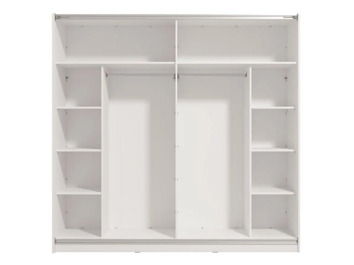 Guardaroba Grande Bianco Nero Appendiabiti 8 Ripiani 217x210h cm, 2 Ante - Prela