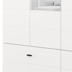 Guardaroba Grande Bianco Opaco Nero 4 Ripiani un Cassetto 155x208h cm, Appendiabiti - Omete