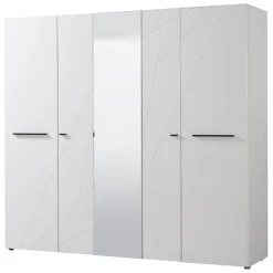 Guardaroba Grande Bianco Opaco Trasparente Appendiabiti 6 Ripiani 223.5x206h cm, 9 Vani - Martano