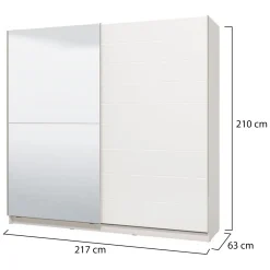 Guardaroba Grande Bianco Opaco Trasparente Appendiabiti 8 Ripiani 236.5x210h cm, Apertura Scorrevole - Sorgono