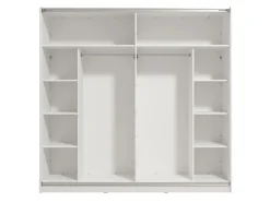Guardaroba Grande Bianco Opaco Trasparente Appendiabiti 8 Ripiani 236.5x210h cm, Apertura Scorrevole - Sorgono
